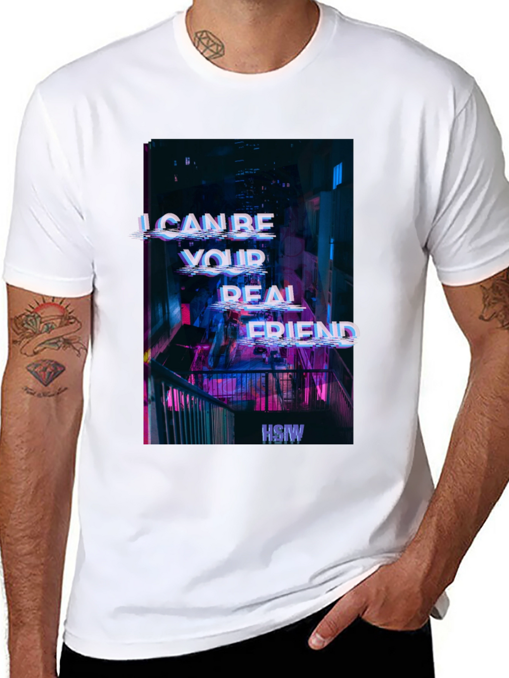 Cyberpunk Real Friend Graphic Tee - Black