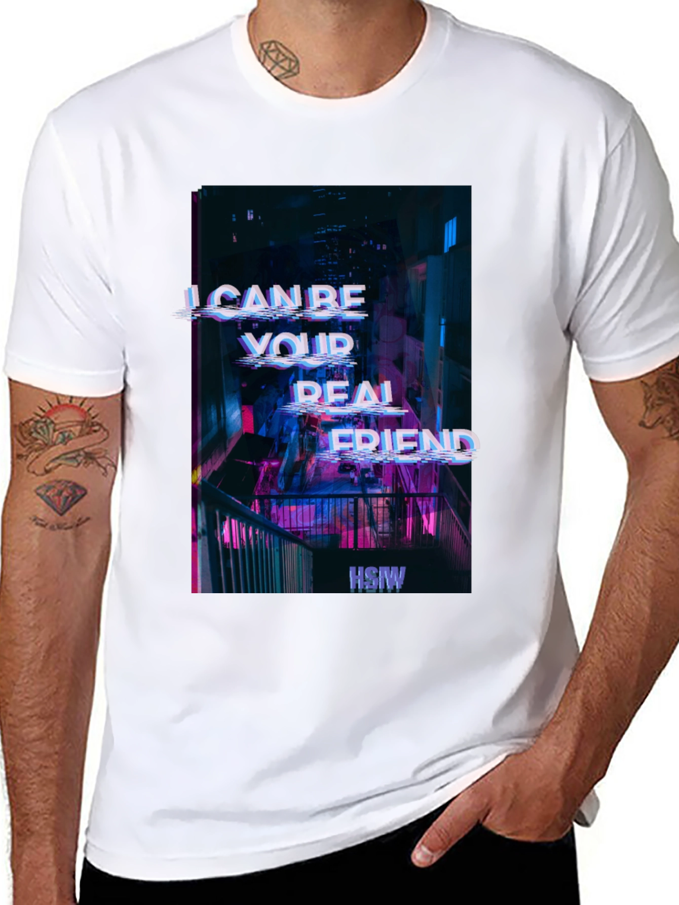 Cyberpunk Real Friend Graphic Tee - Black
