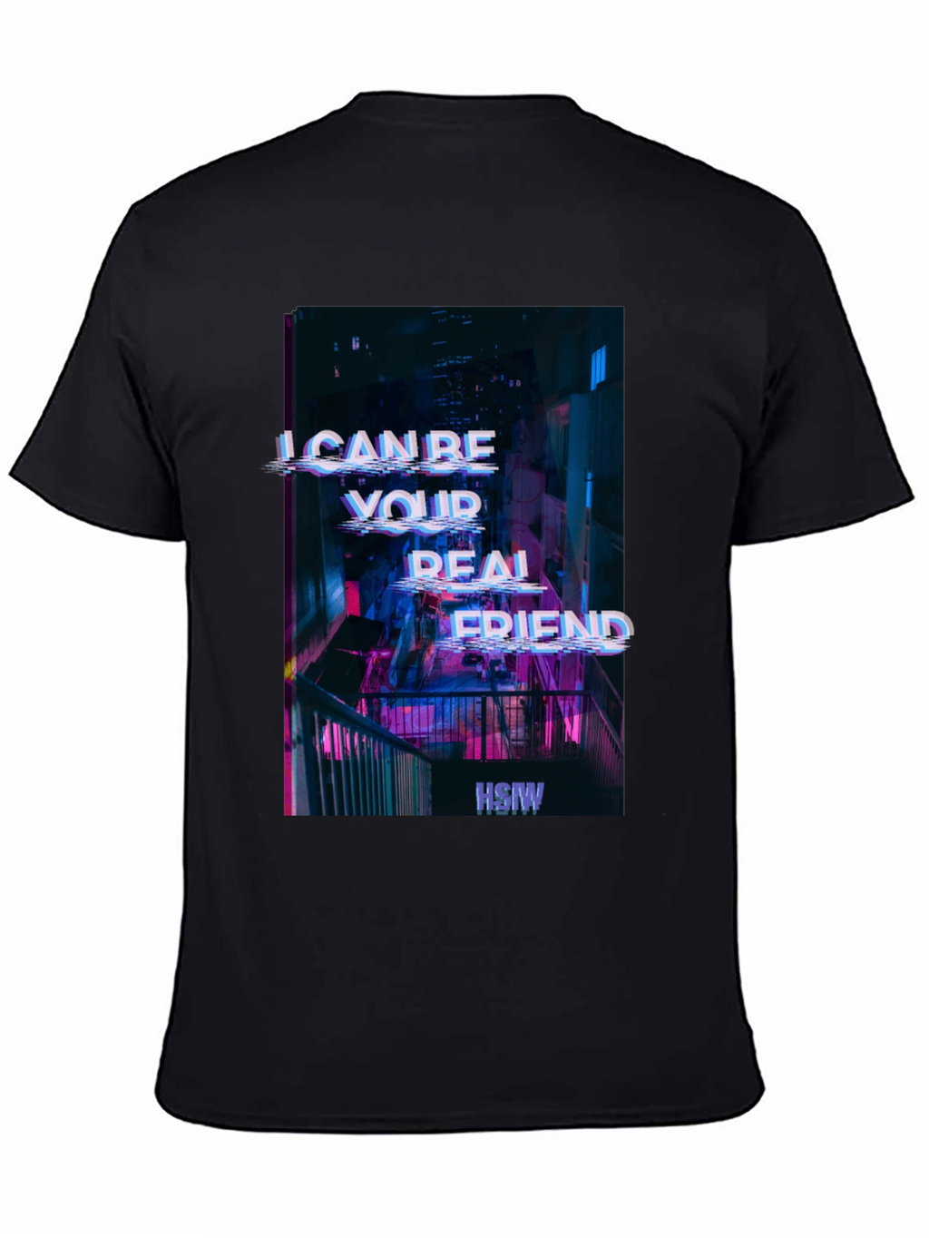 Cyberpunk Real Friend Graphic Tee - Black