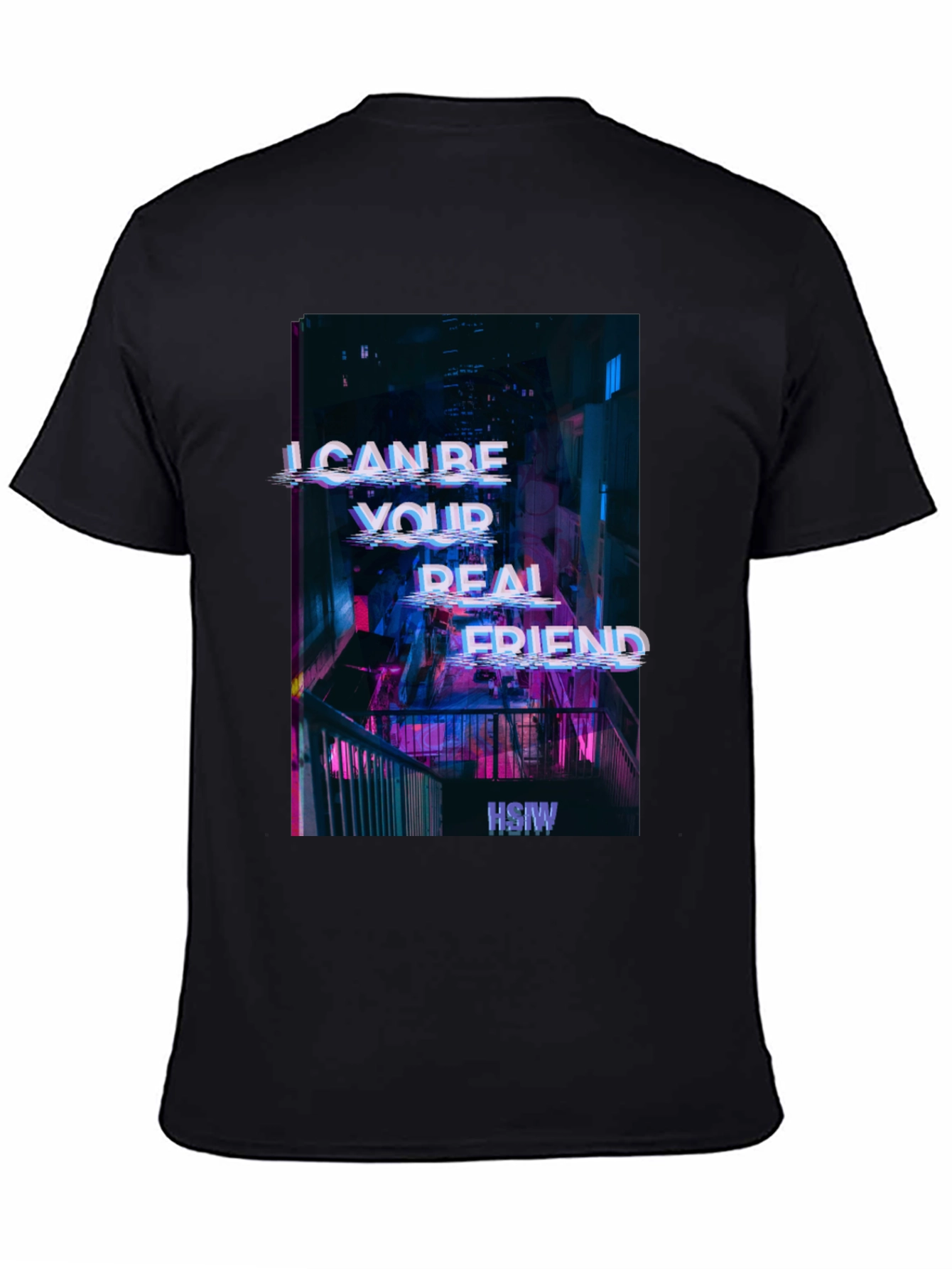 Cyberpunk Real Friend Graphic Tee - Black