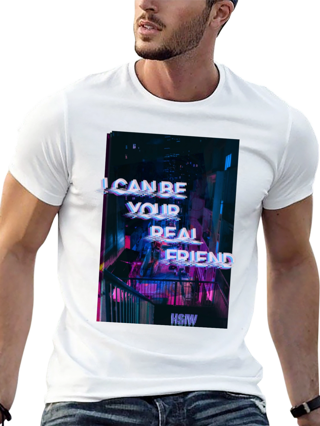 Cyberpunk Real Friend Graphic Tee - Black
