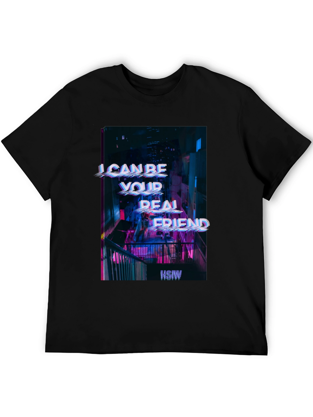 Cyberpunk Real Friend Graphic Tee - Black