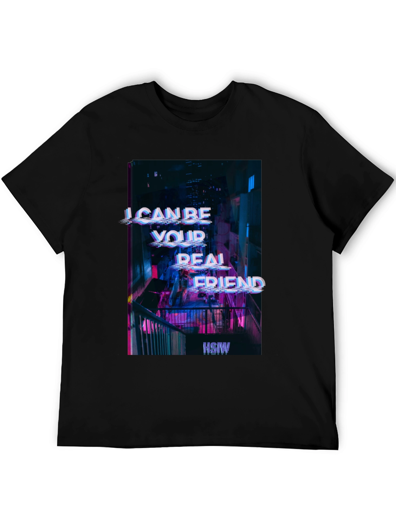 Cyberpunk Real Friend Graphic Tee - Black