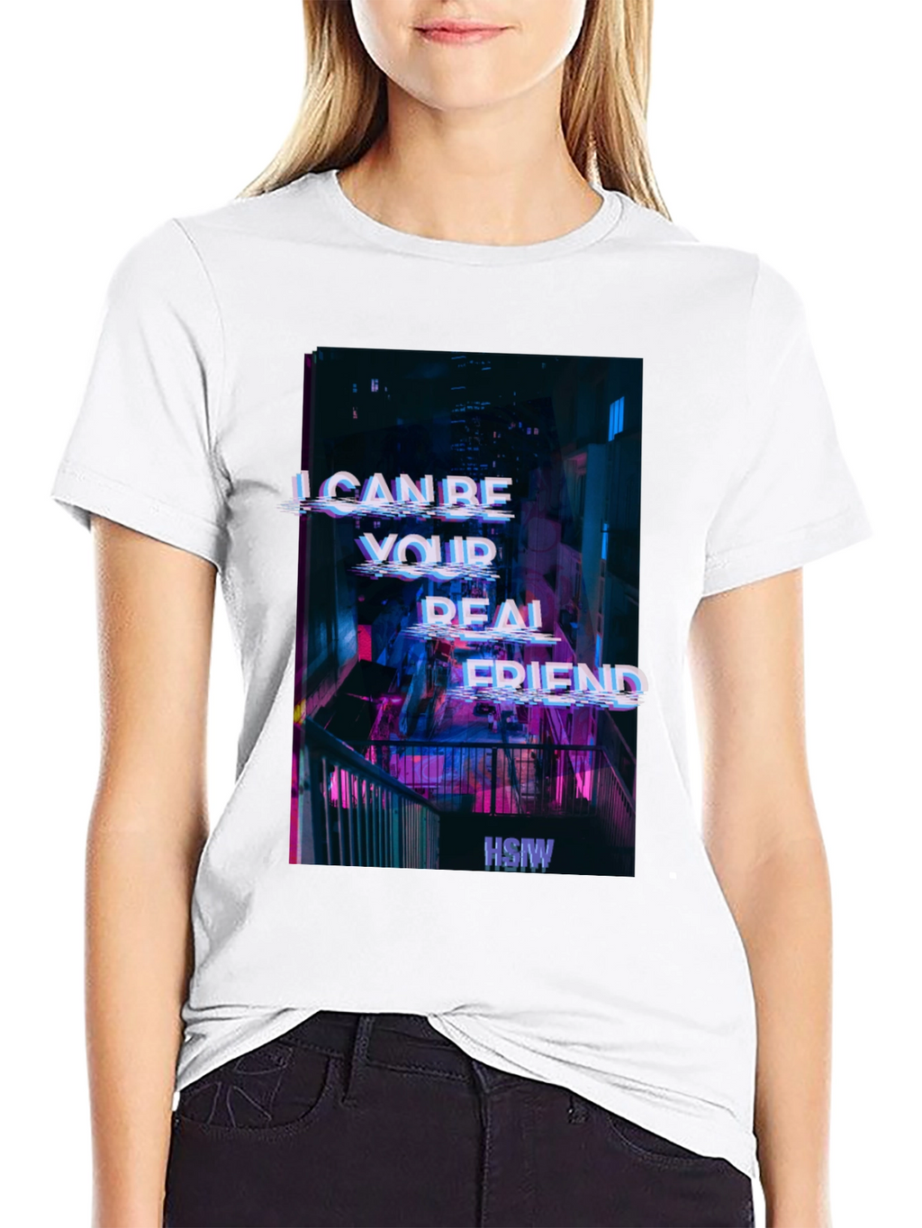 Cyberpunk Real Friend Graphic Tee - Black