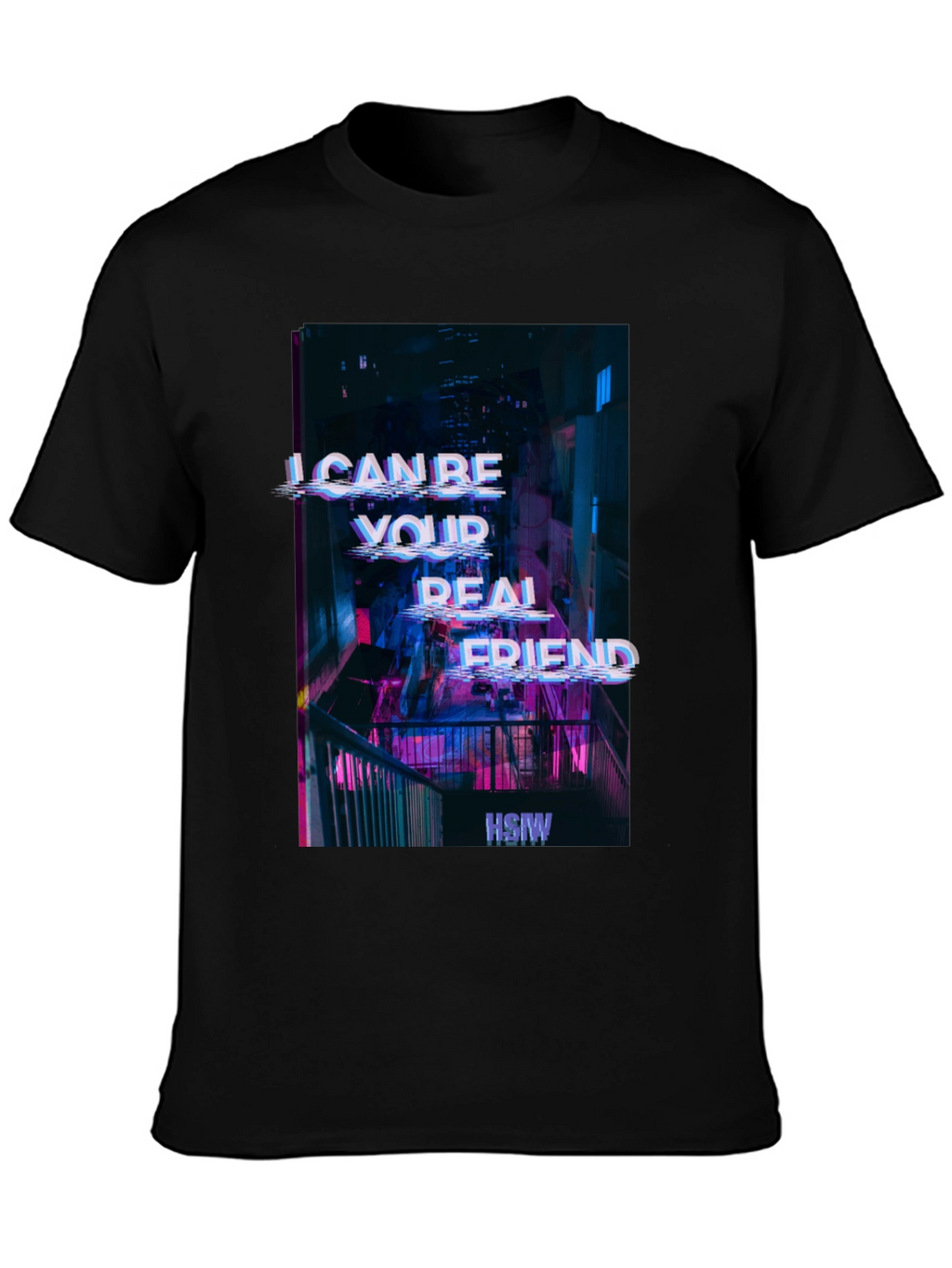 Cyberpunk Real Friend Graphic Tee - Black