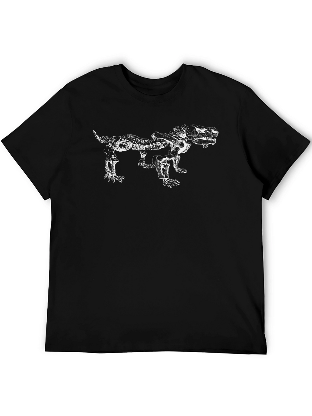 Black T-Shirt with Reptile Skeleton Graphic