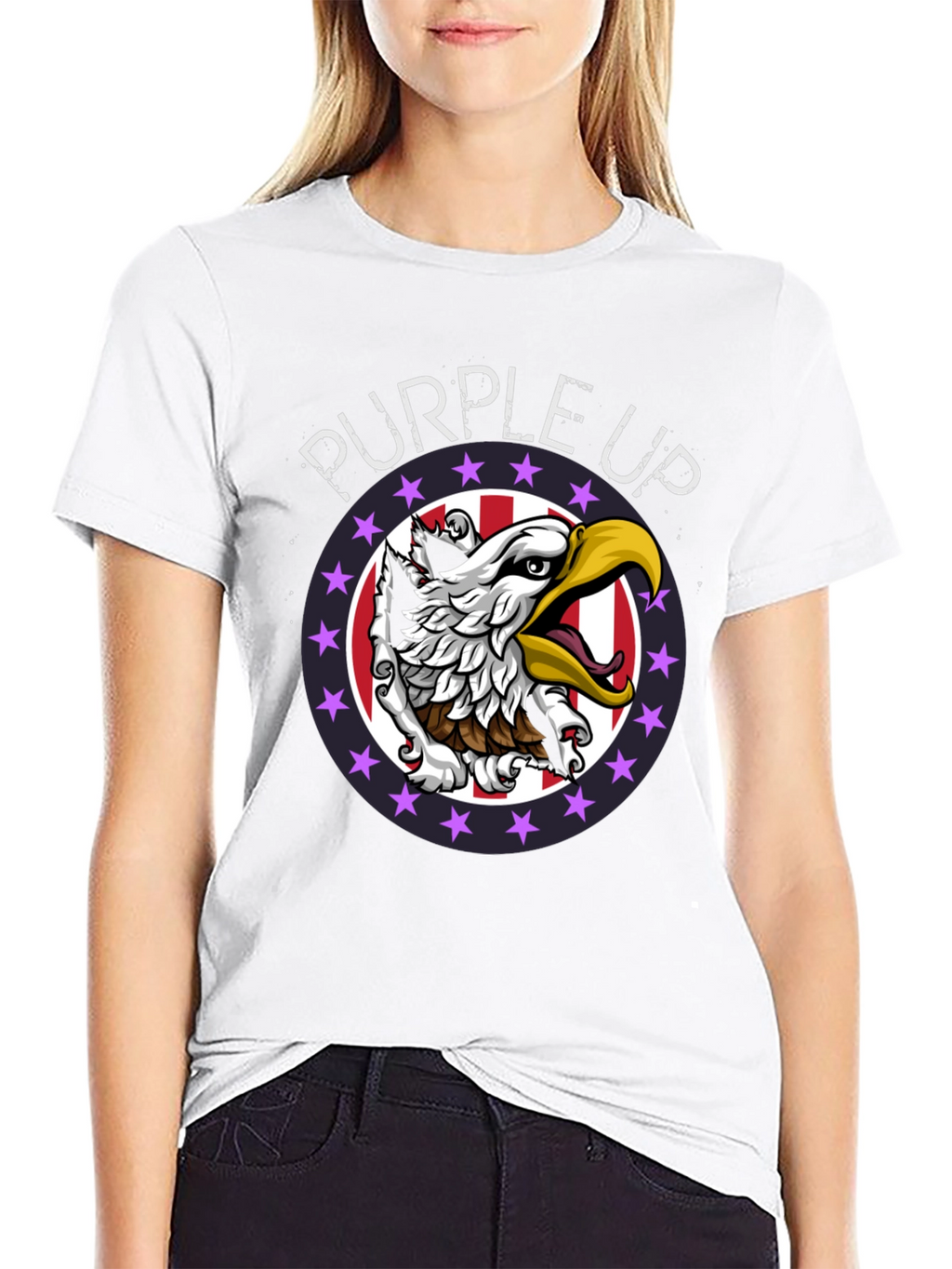 Purple Up Eagle Graphic Tee