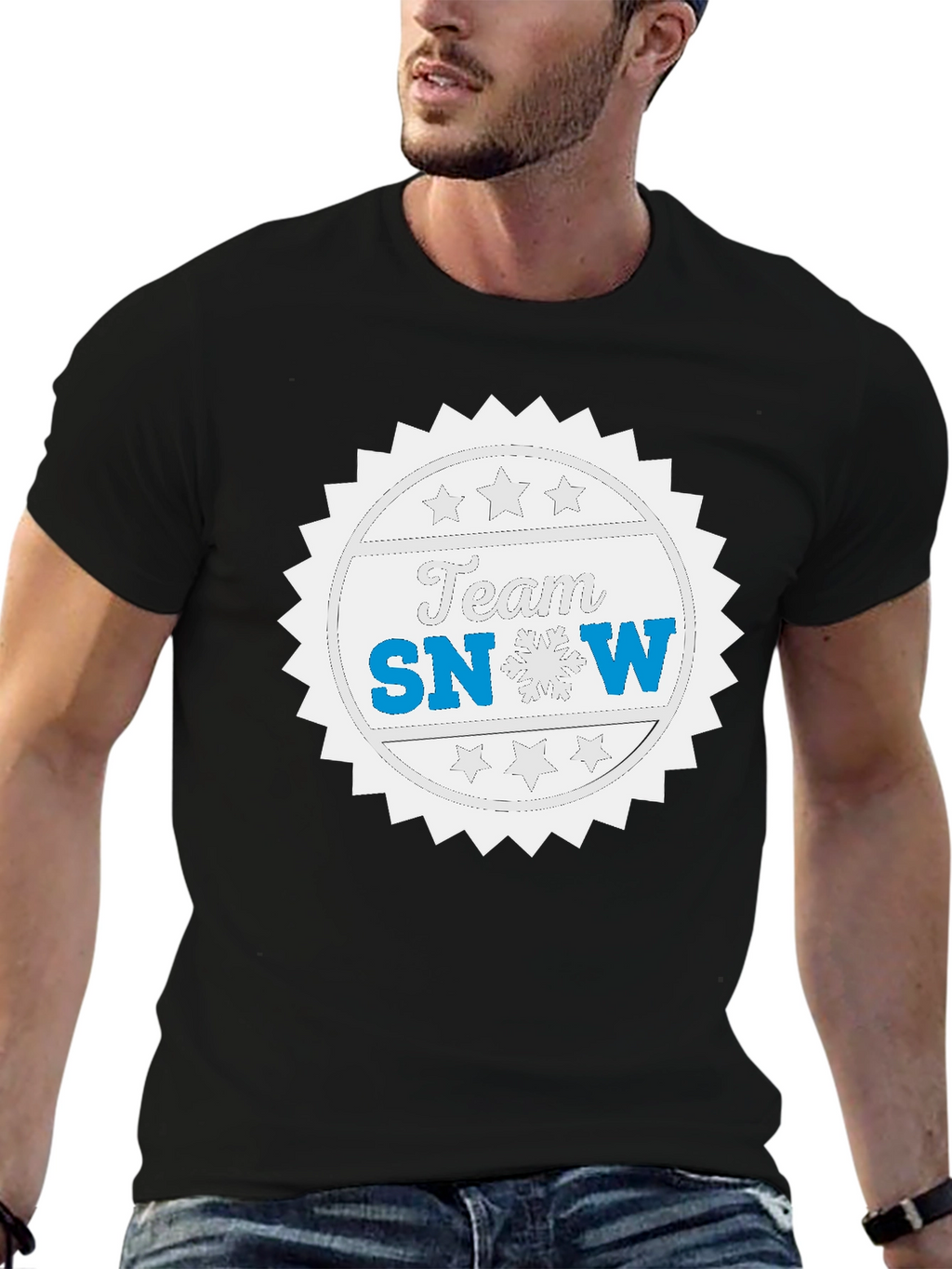 Team Snow Graphic T-Shirt - Black Crew Neck Tee