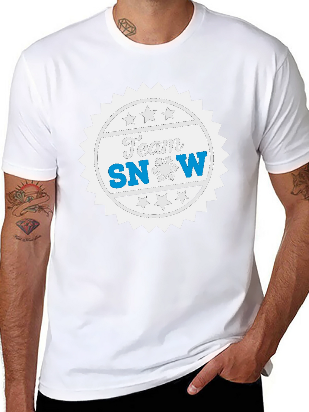 Team Snow Graphic T-Shirt - Black Crew Neck Tee