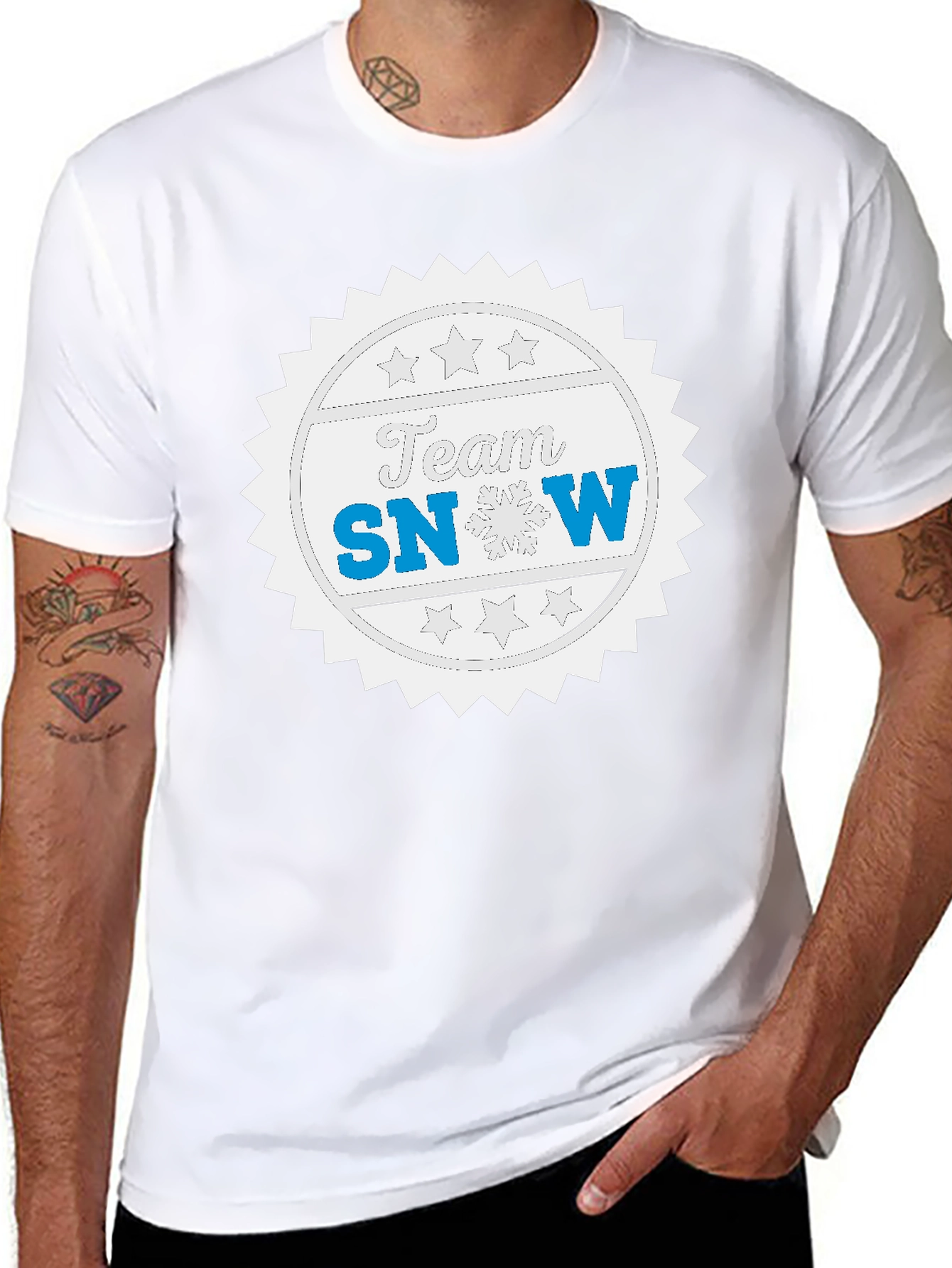 Team Snow Graphic T-Shirt - Black Crew Neck Tee