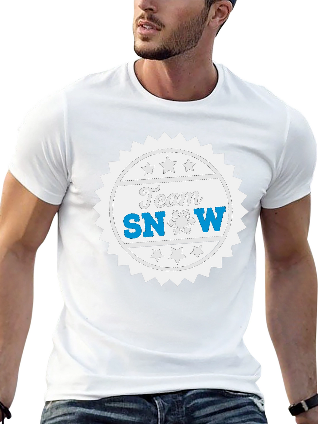 Team Snow Graphic T-Shirt - Black Crew Neck Tee