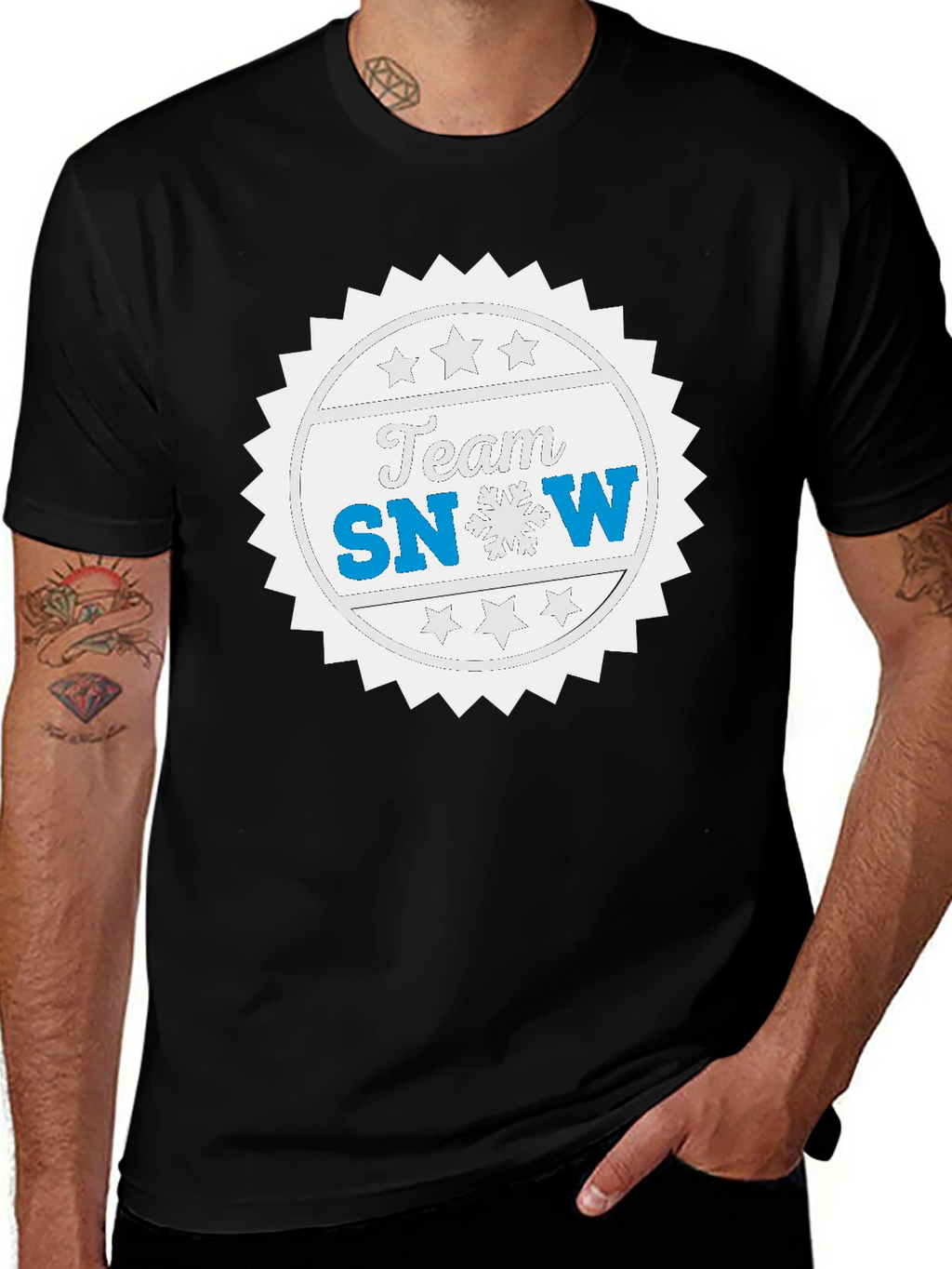 Team Snow Graphic T-Shirt - Black Crew Neck Tee