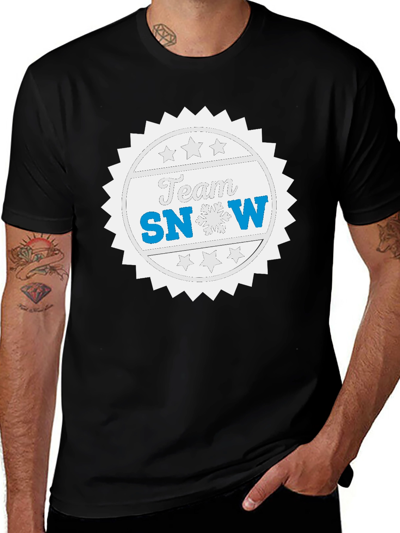 Team Snow Graphic T-Shirt - Black Crew Neck Tee