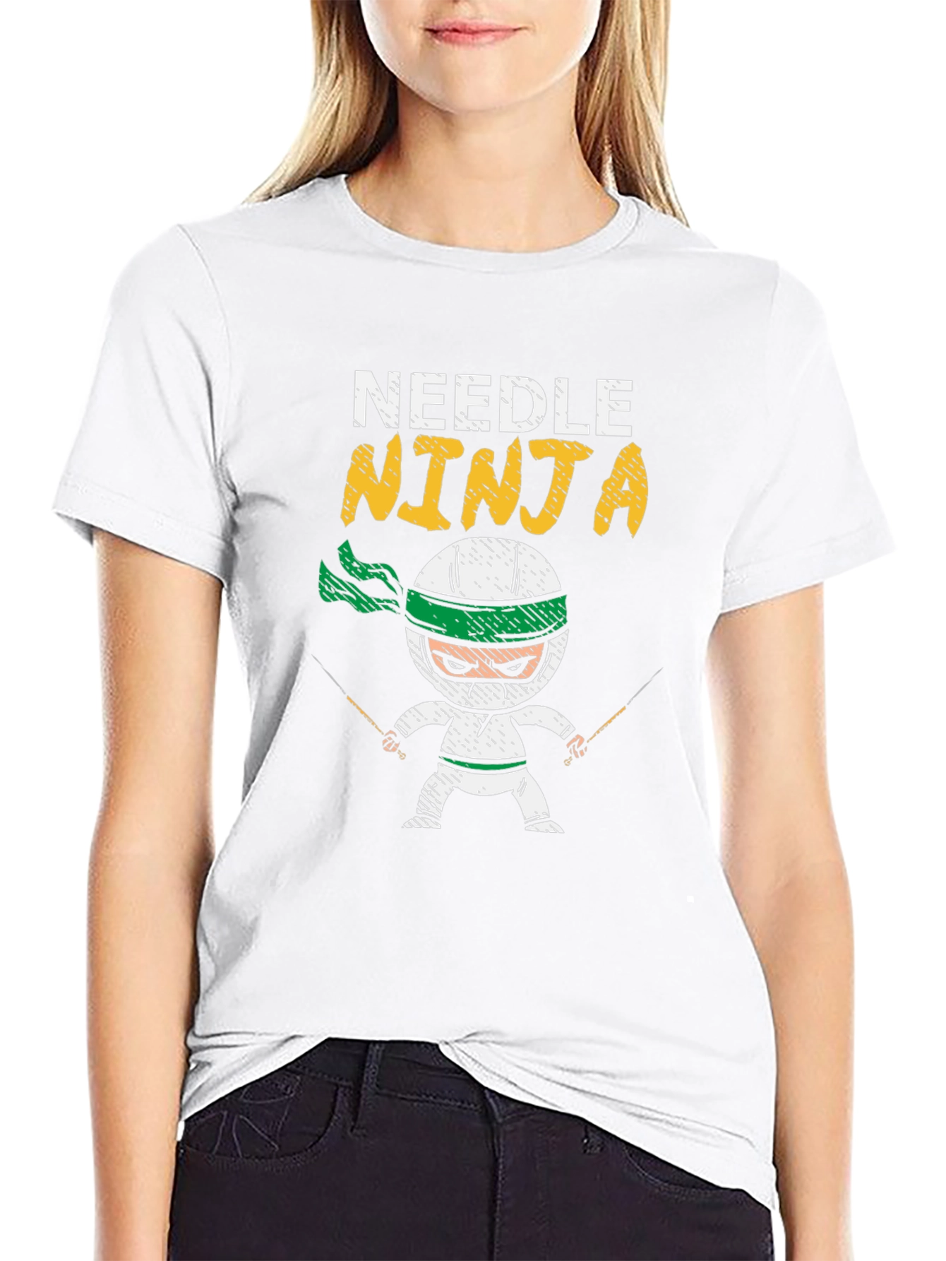 Needle Ninja Black Cotton T-Shirt