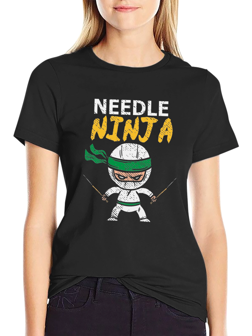 Needle Ninja Black Cotton T-Shirt