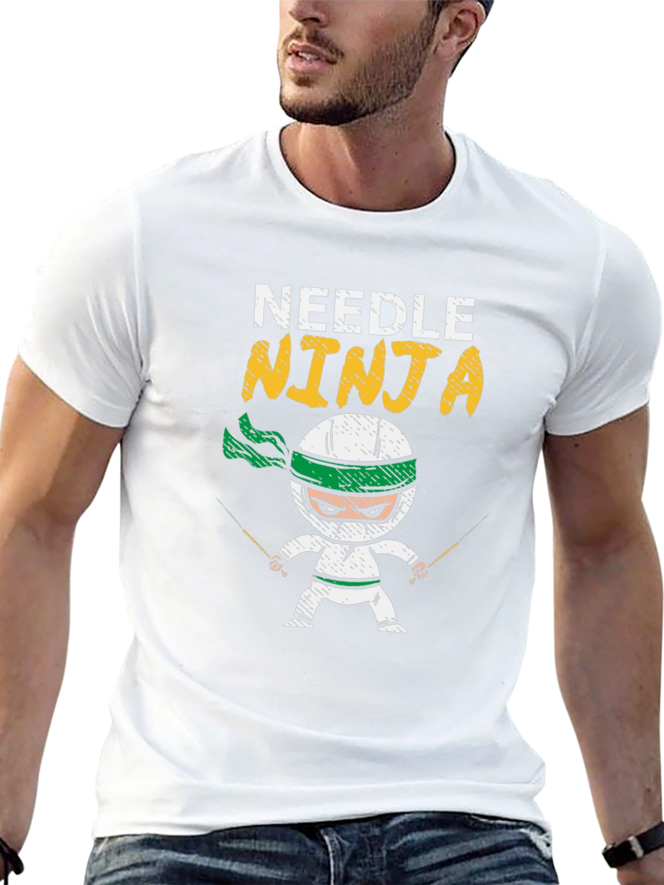 Needle Ninja Black Cotton T-Shirt