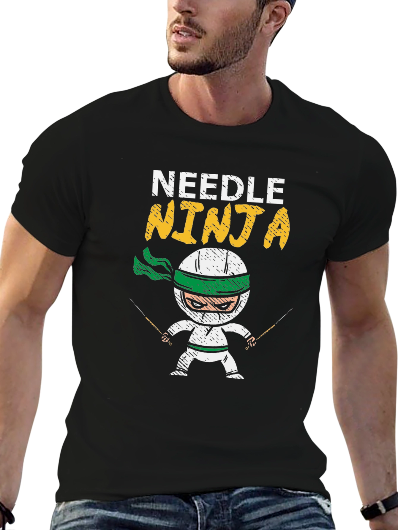 Needle Ninja Black Cotton T-Shirt