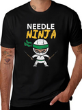 Needle Ninja Black Cotton T-Shirt