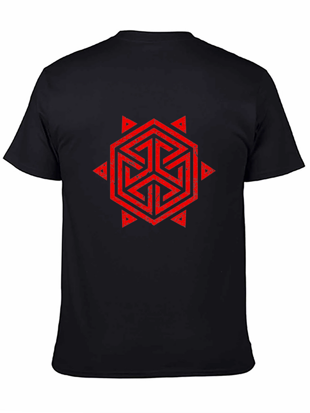 Geometric Symbol Print Black T-Shirt