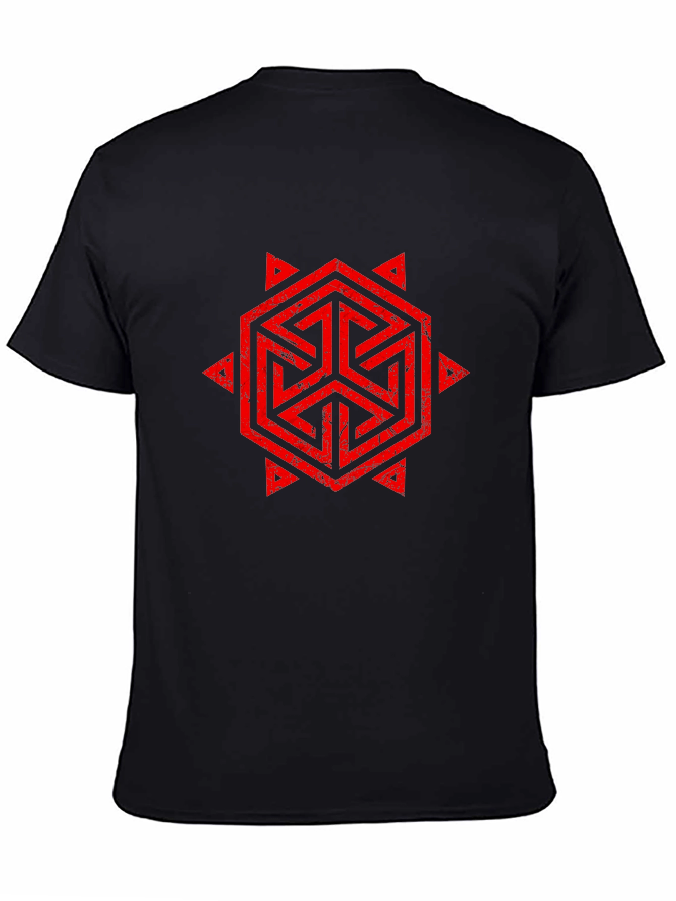 Geometric Symbol Print Black T-Shirt