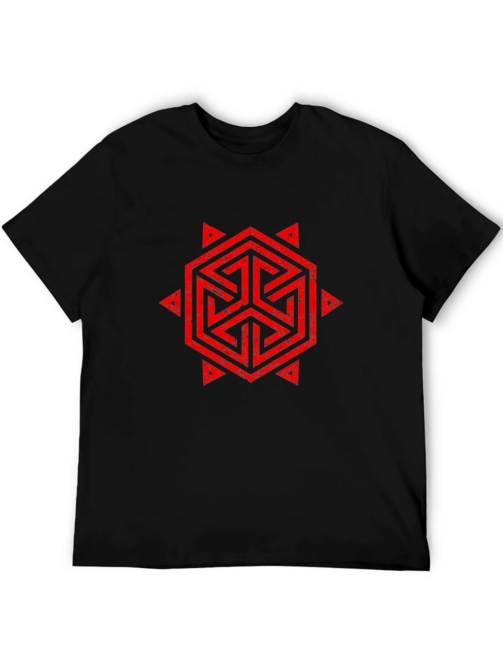 Geometric Symbol Print Black T-Shirt