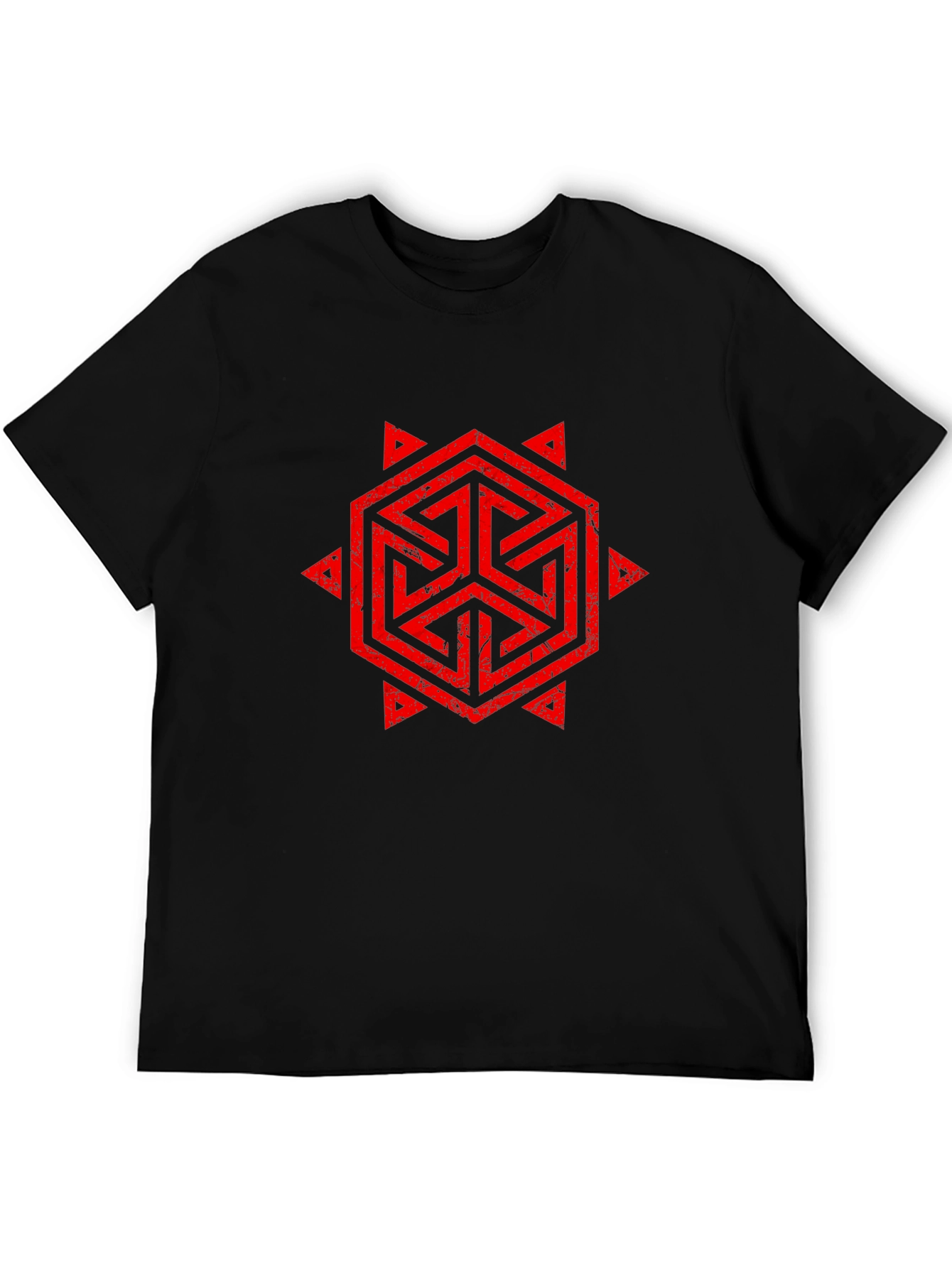 Geometric Symbol Print Black T-Shirt