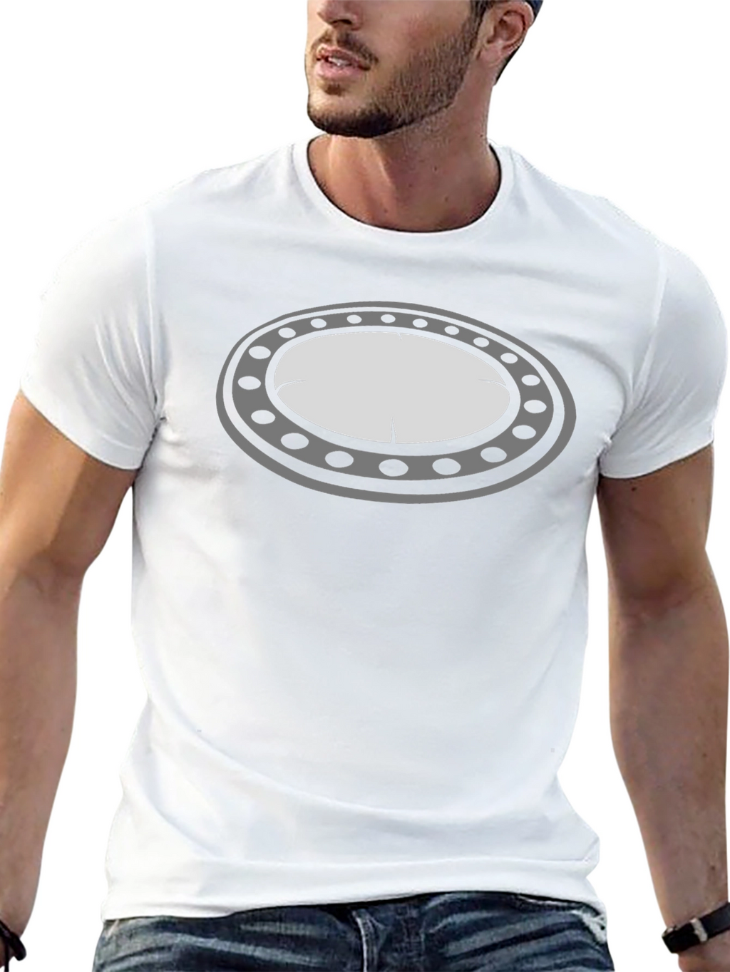 Black T-Shirt with Oval Graphic Design