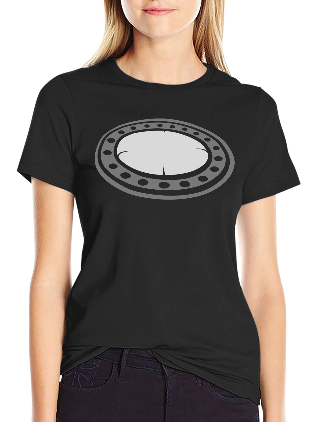 Black T-Shirt with Oval Graphic Design