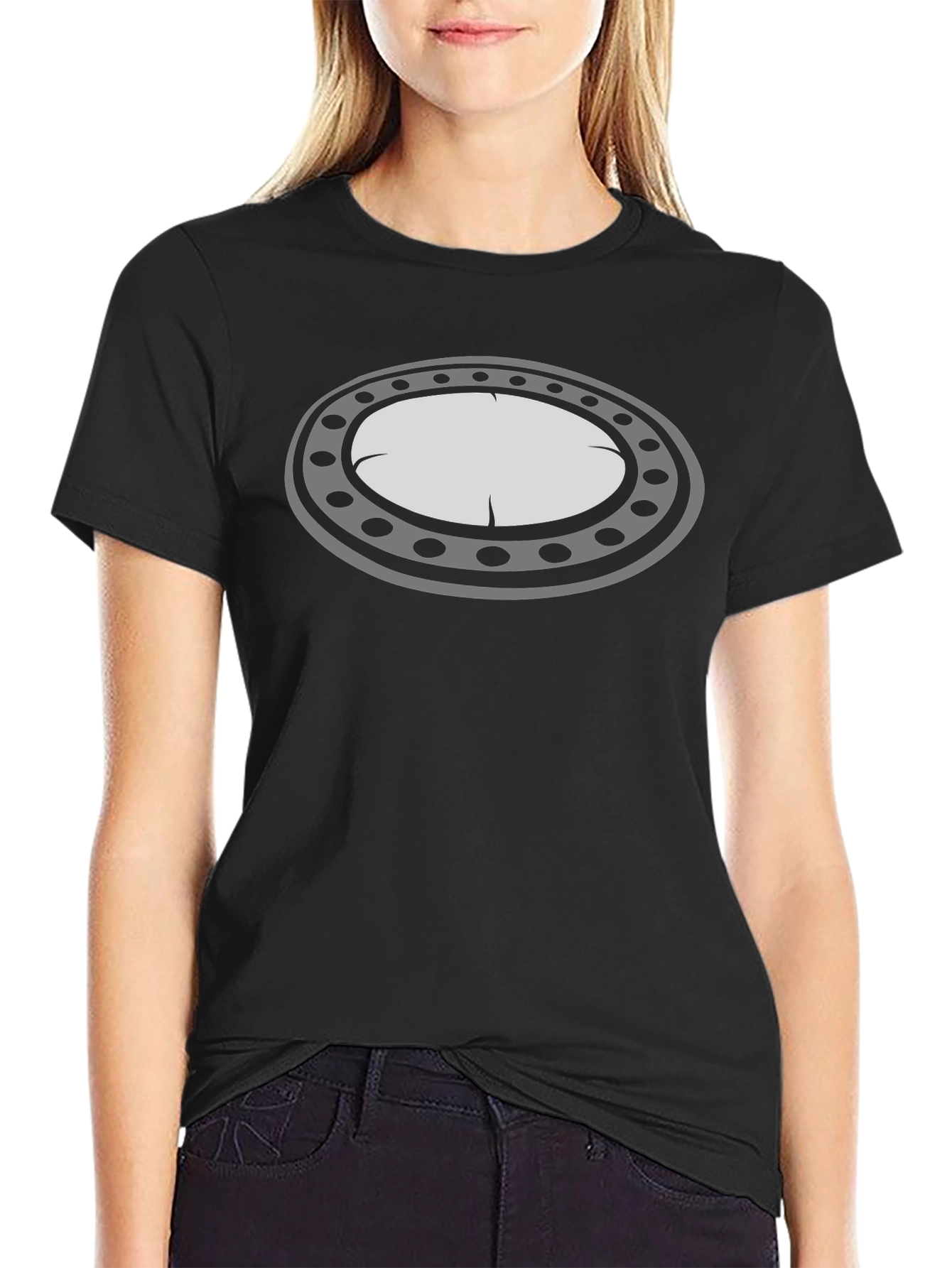 Black T-Shirt with Oval Graphic Design