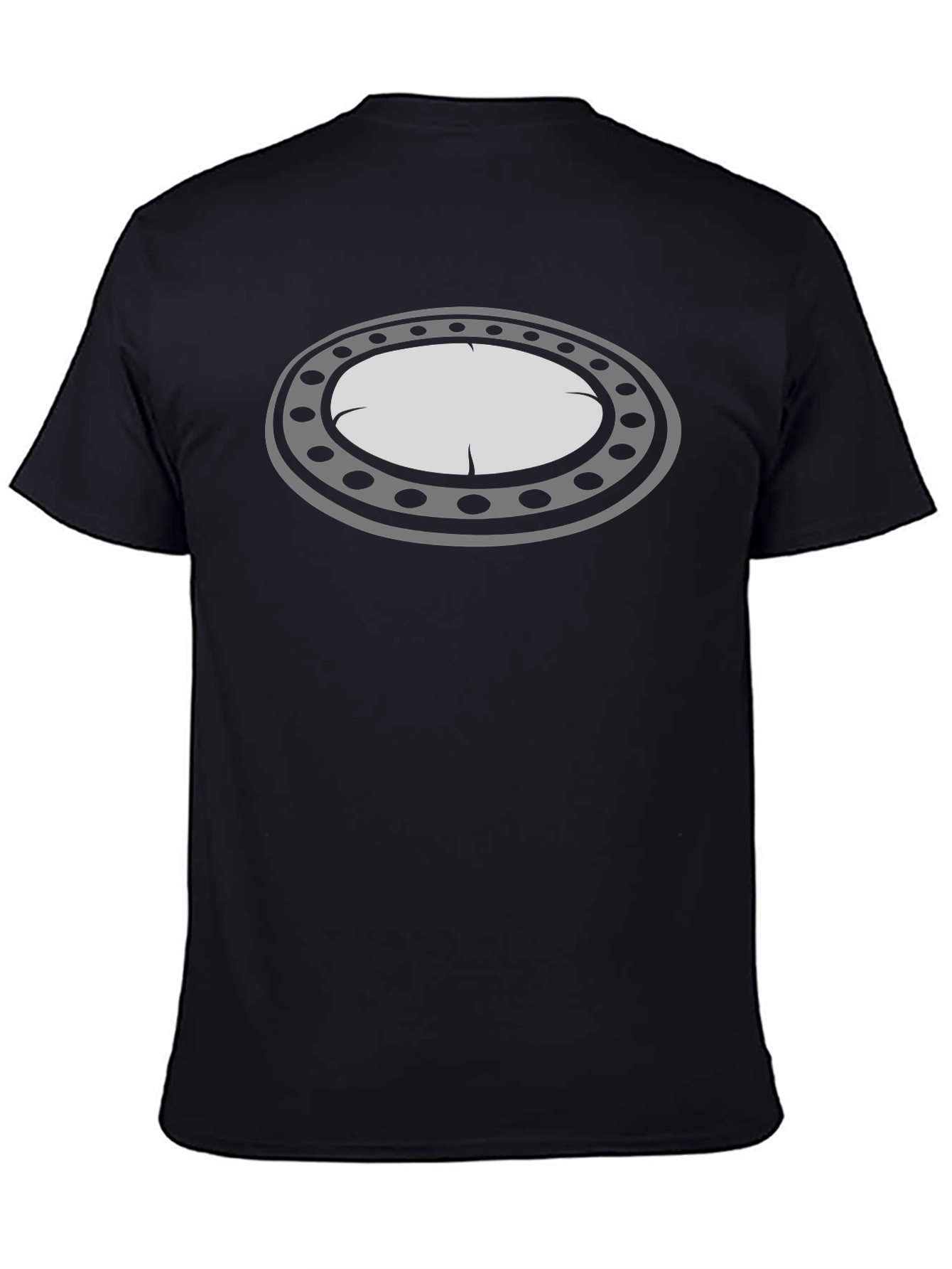 Black T-Shirt with Oval Graphic Design
