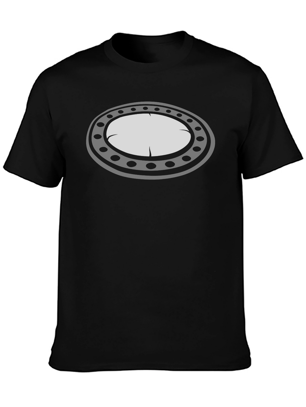 Black T-Shirt with Oval Graphic Design