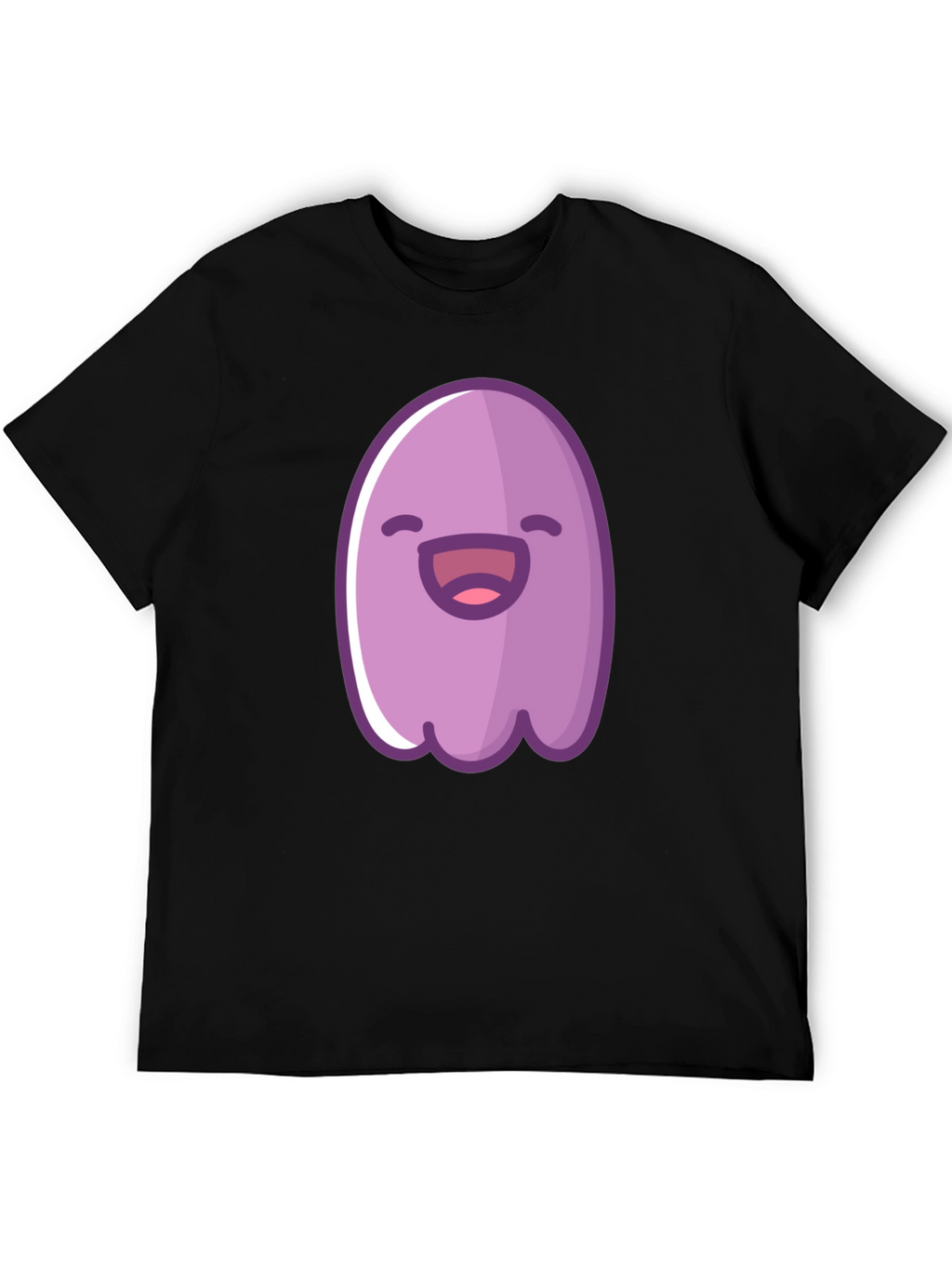 Cute Cartoon Ghost Graphic Black T-Shirt