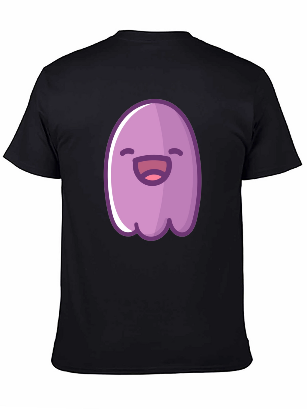 Cute Cartoon Ghost Graphic Black T-Shirt