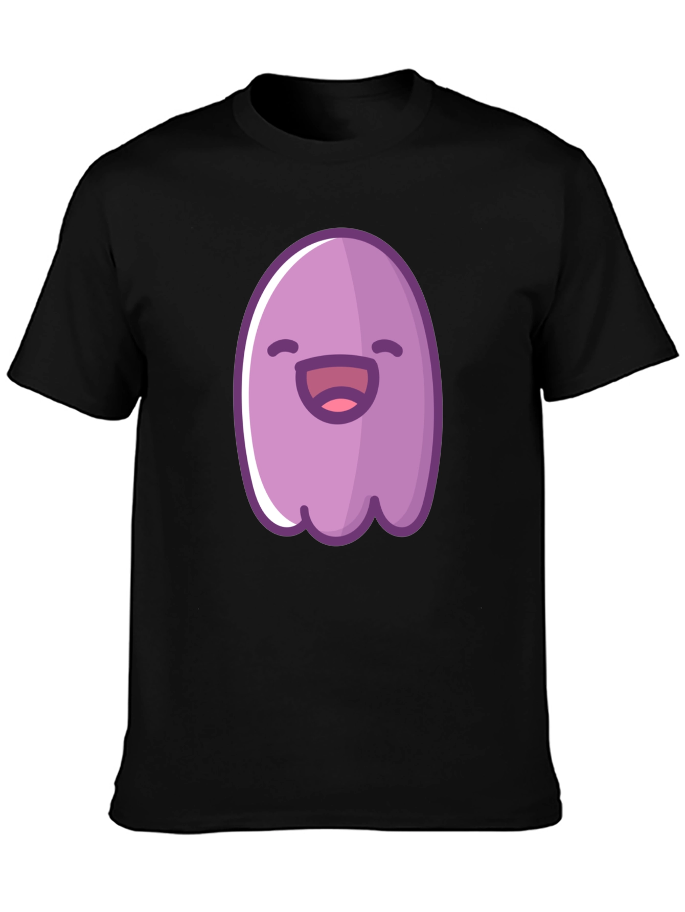 Cute Cartoon Ghost Graphic Black T-Shirt