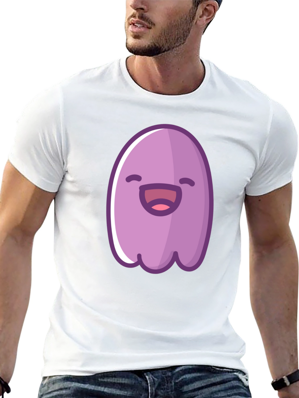 Cute Cartoon Ghost Graphic Black T-Shirt