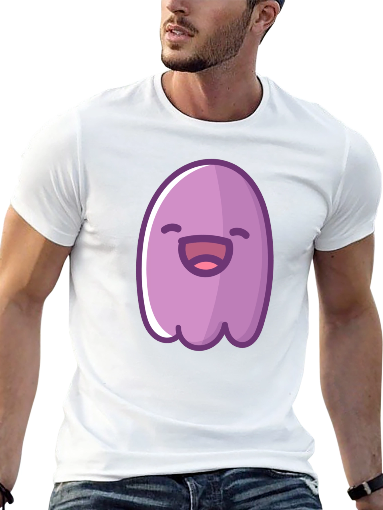 Cute Cartoon Ghost Graphic Black T-Shirt
