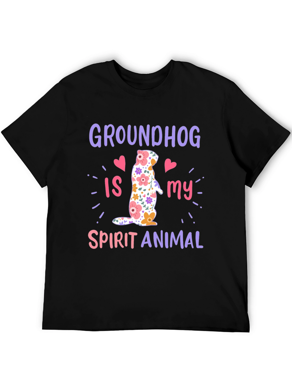Groundhog Spirit Animal T-Shirt Funny Floral Design