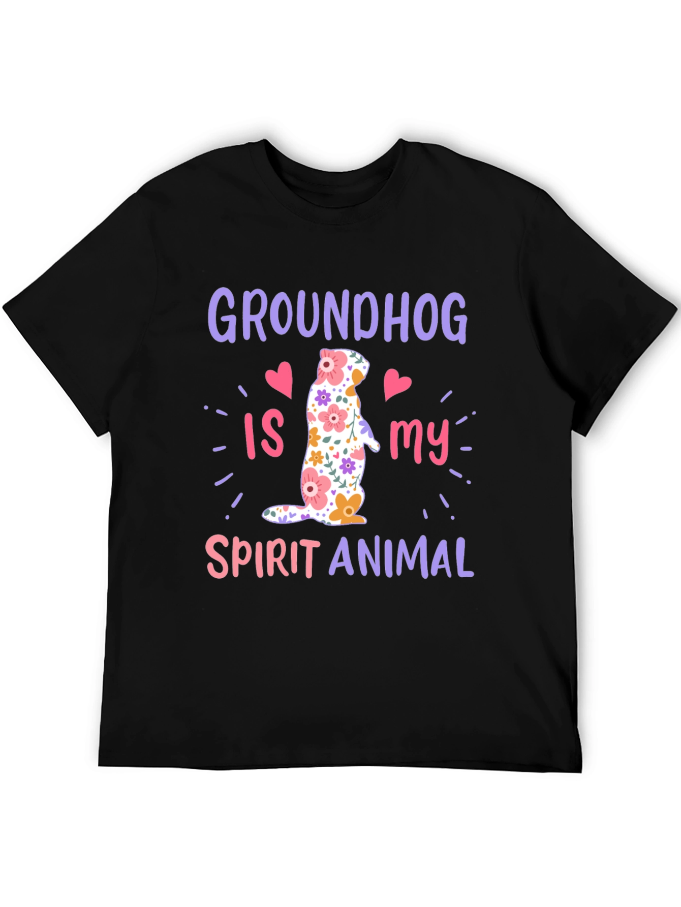 Groundhog Spirit Animal T-Shirt Funny Floral Design