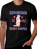 Groundhog Spirit Animal T-Shirt Funny Floral Design