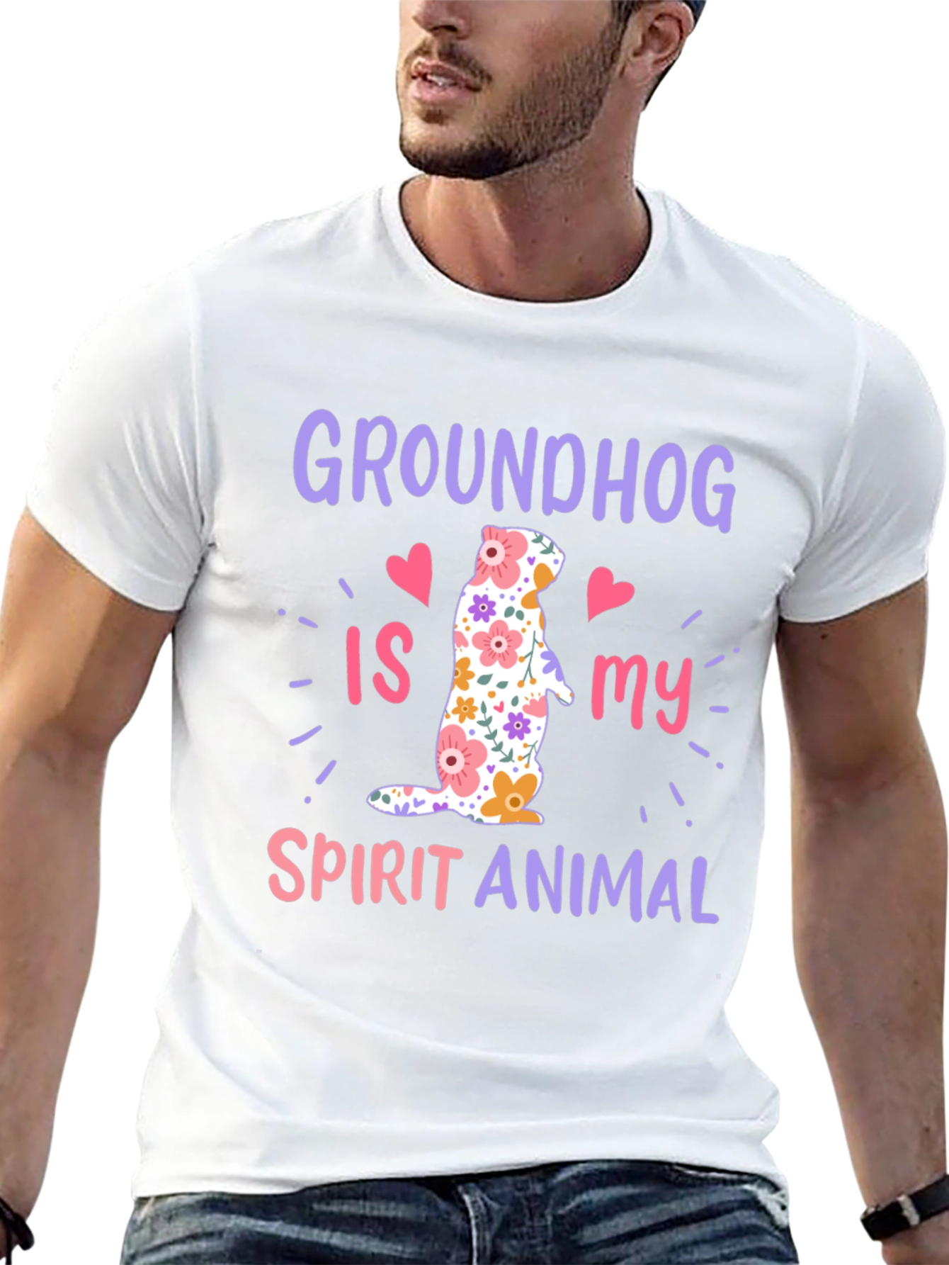 Groundhog Spirit Animal T-Shirt Funny Floral Design