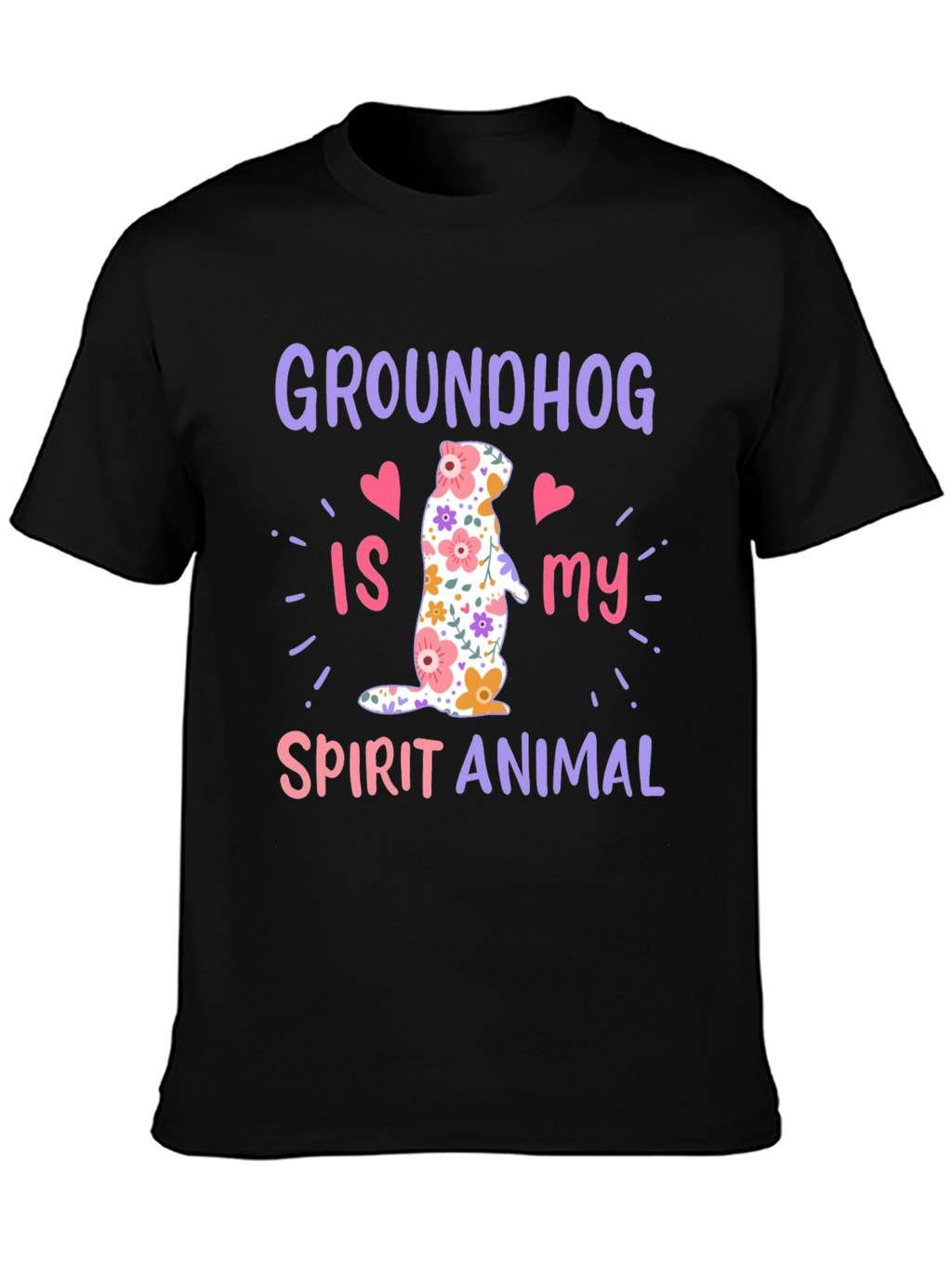 Groundhog Spirit Animal T-Shirt Funny Floral Design