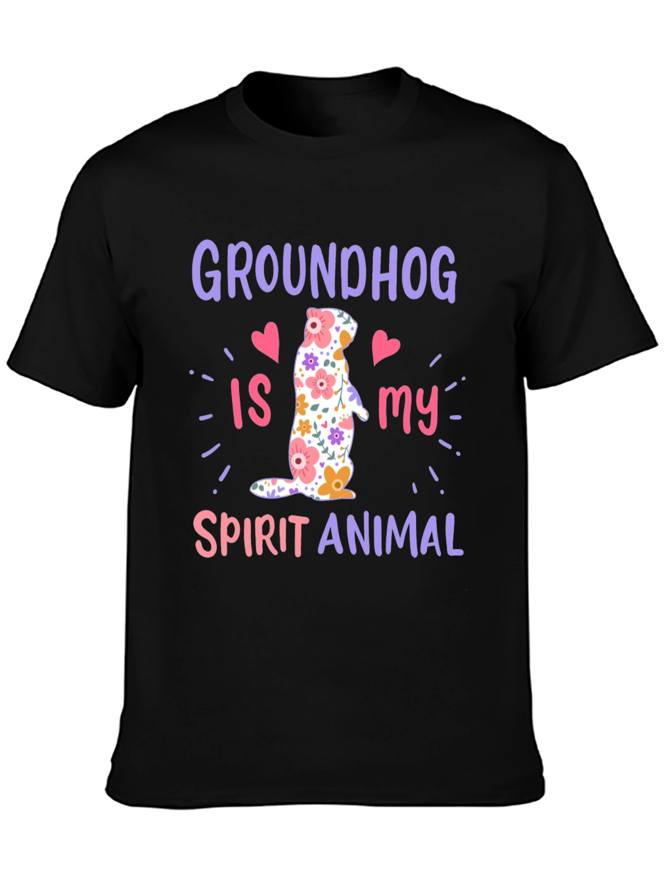Groundhog Spirit Animal T-Shirt Funny Floral Design