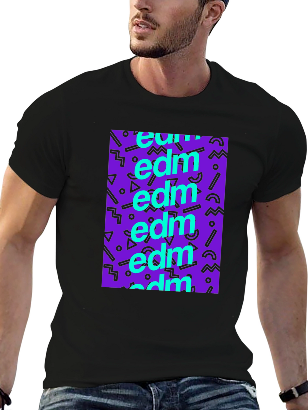 EDM Pattern Black T-Shirt