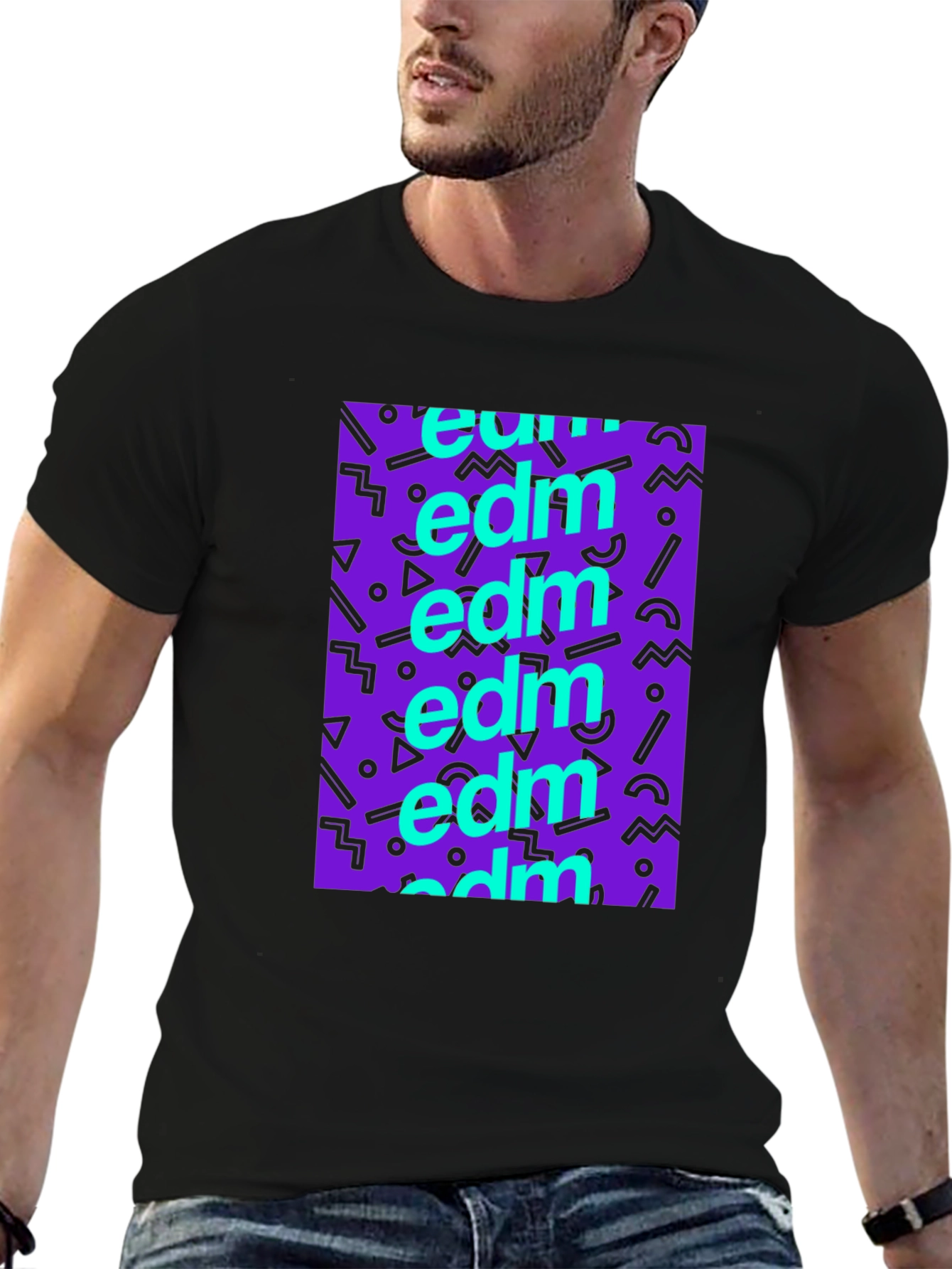 EDM Pattern Black T-Shirt