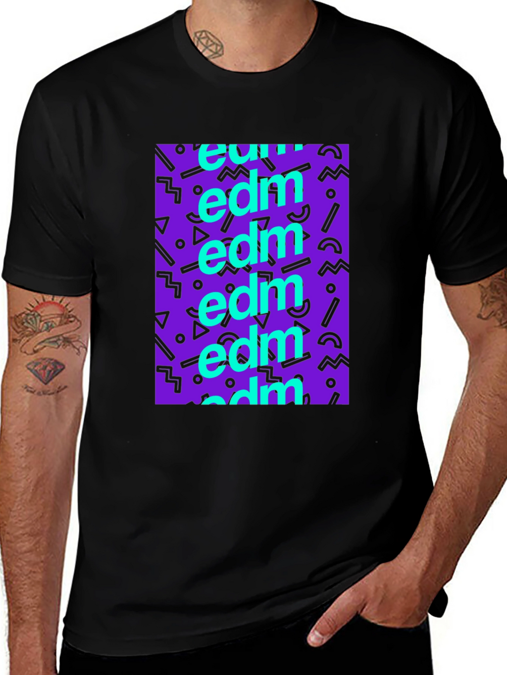 EDM Pattern Black T-Shirt