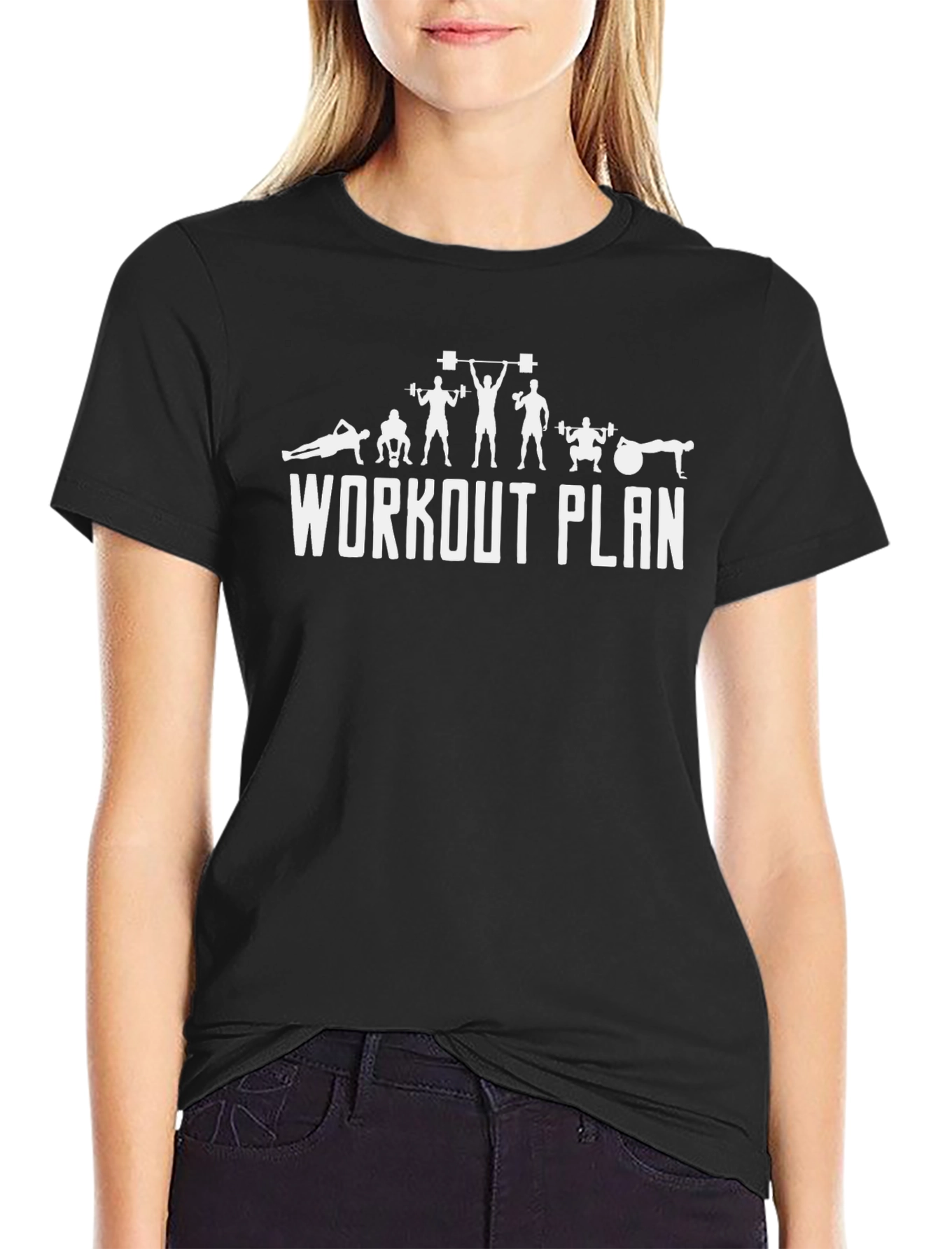 Workout Plan Black T-Shirt Fitness Apparel
