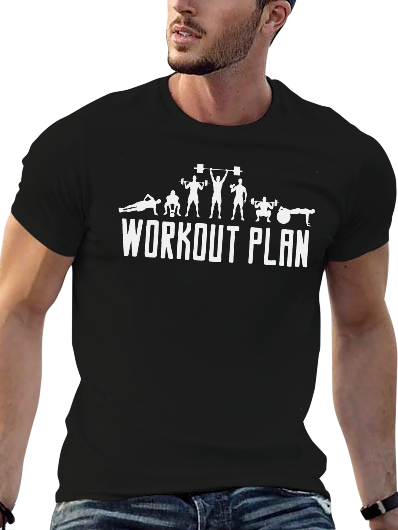 Workout Plan Black T-Shirt Fitness Apparel