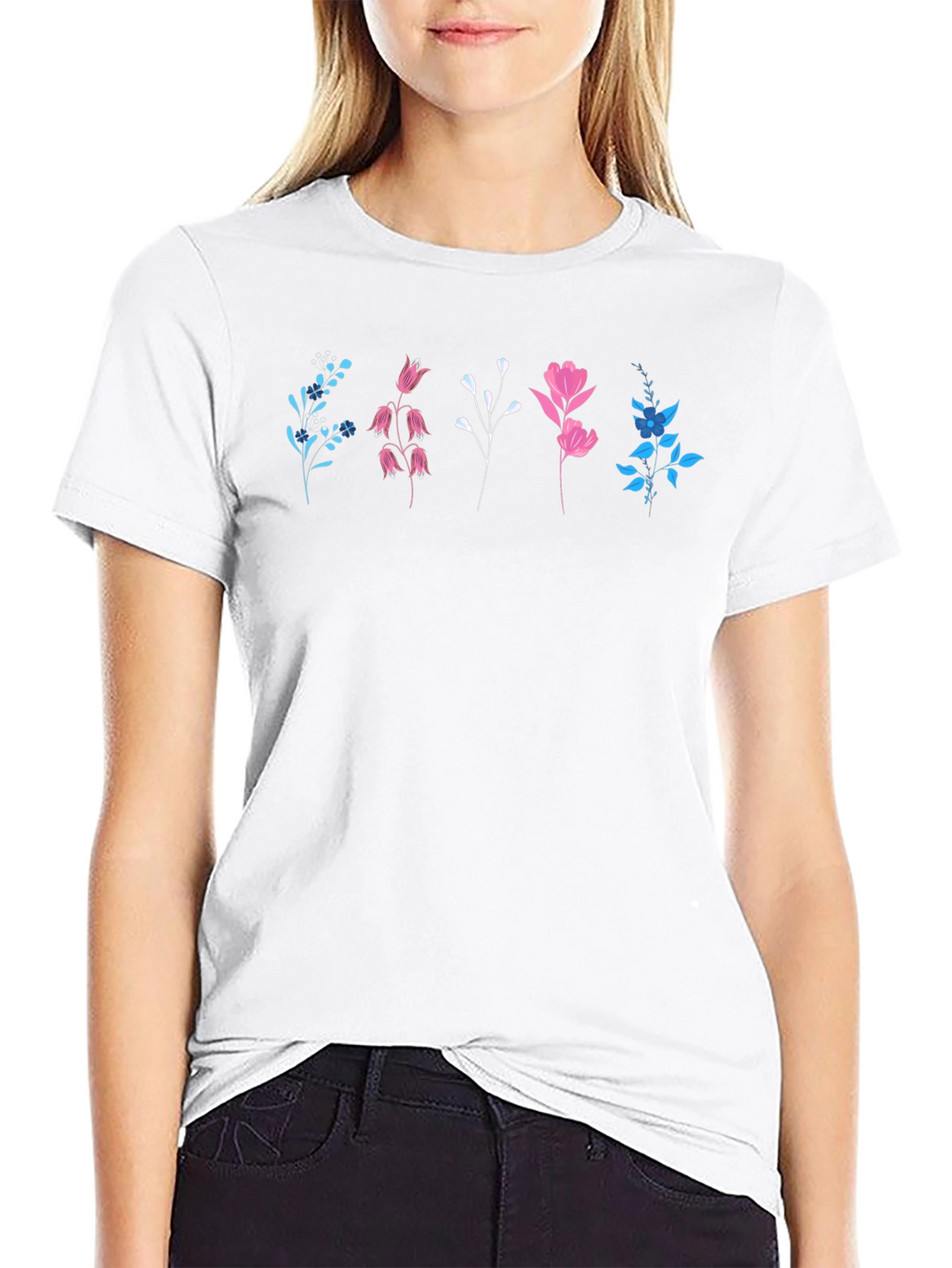 Floral Print Black T-Shirt - Casual Style