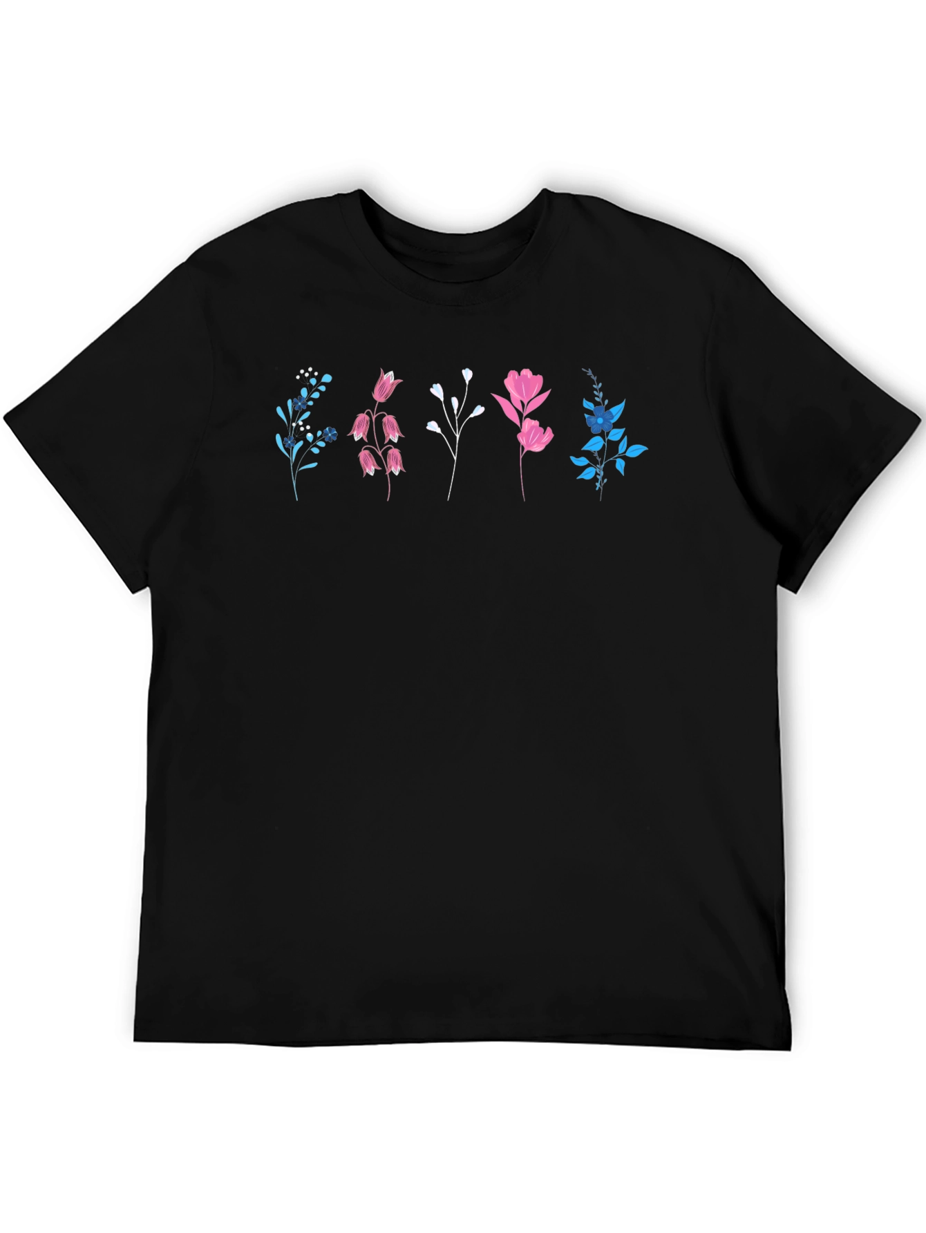 Floral Print Black T-Shirt - Casual Style