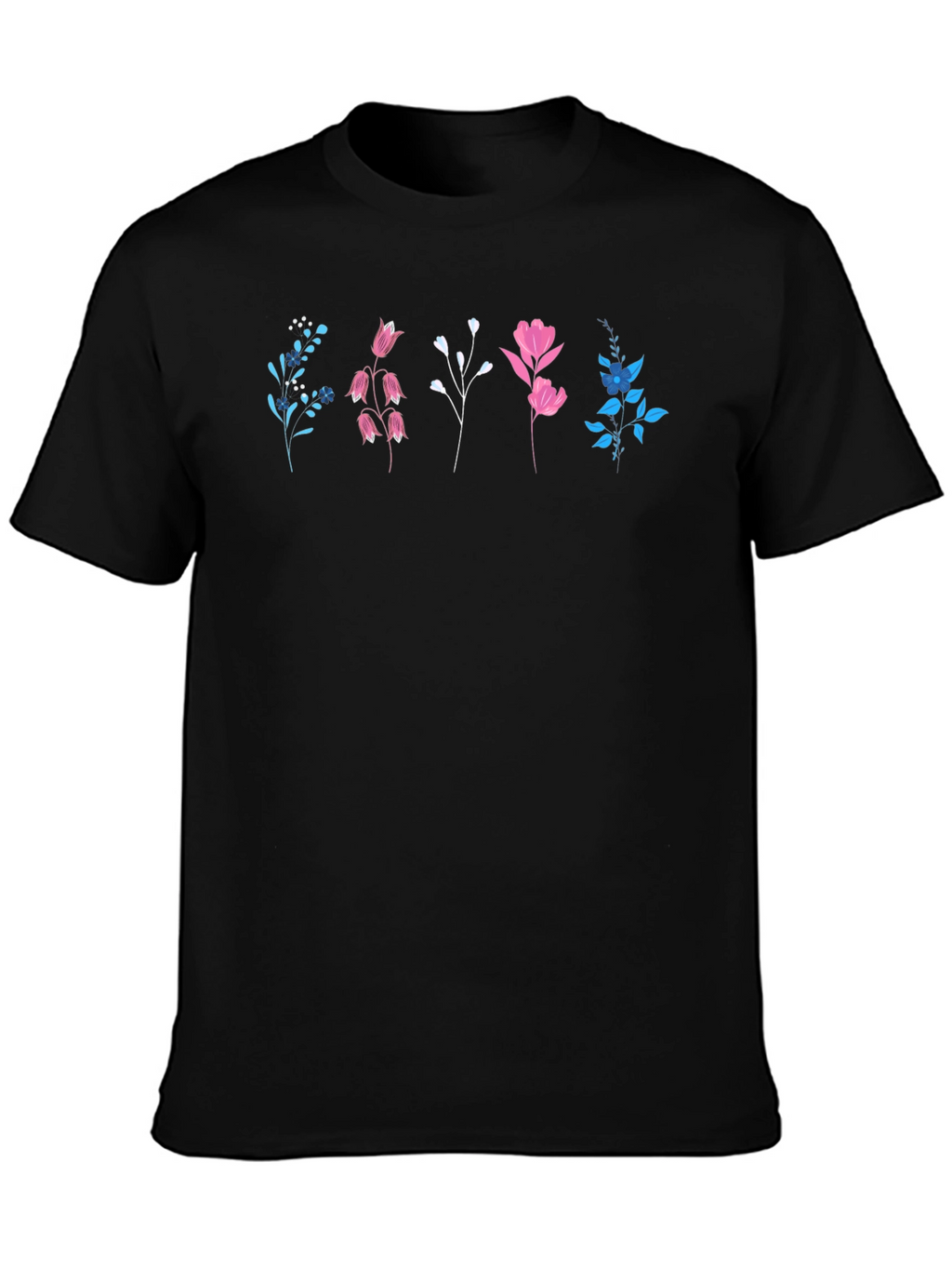Floral Print Black T-Shirt - Casual Style